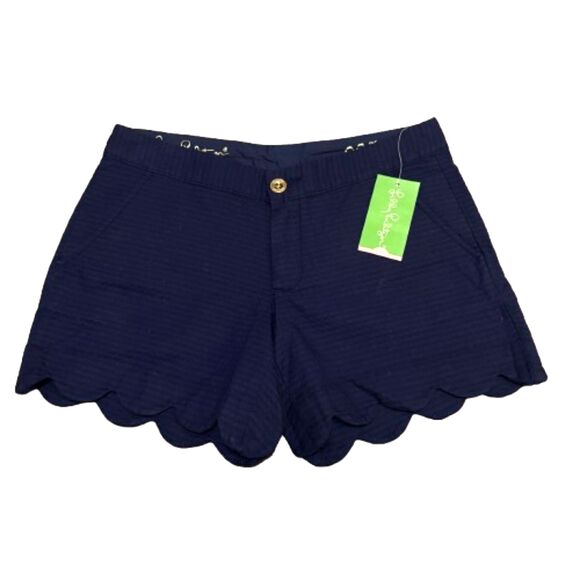 NWT Lilly Pulitzer Buttercup Short True Navy Blue Scallop Hem Coastal Size 00 - Picture 1 of 7